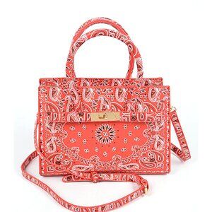 BNWT Paisley Bandana Printed Convertible Top Handle Tote Bag Top Handle Purse